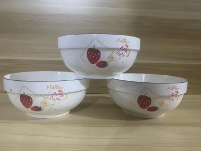 特价一等7寸草莓护边碗 -陶瓷碗米饭碗家用饭碗碗加厚30/件六A5-1-1