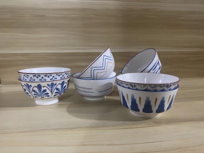 特价一等4.6寸高脚碗米饭碗小汤碗洋气清新酒店饭馆瓷碗120/件六A7-1-1六A8-1-1-2-1-3-1