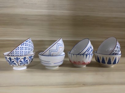 特价一等4.6寸高脚碗米饭碗小汤碗洋气清新酒店饭馆瓷碗120/件六A7-1-1六A8-1-1-2-1-3-1