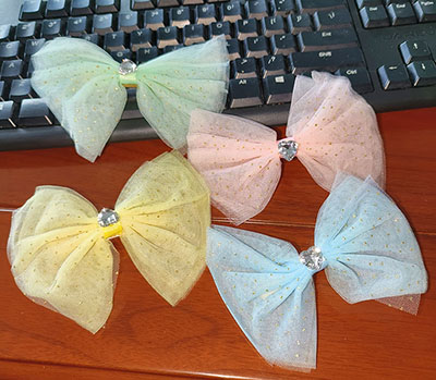 公主头饰 烫金星纱蝴蝶结大号发夹 C3-3-2