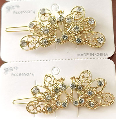 合金饰品领结韩版女生发夹镀金复古饰品六C5-1-2