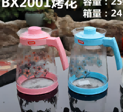 bx2001烤花玻璃凉水壶彩色花茶壶大容量带防尘盖凉水壶家用凉水壶容量2500ML24/件B25-4-2