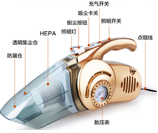 车载吸尘器车用家用干湿两用四合一大功率汽车车载充气泵六B31-1-3