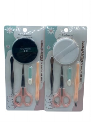 YH-758美妆工具镊子剪刀去死皮眼影刷海绵5件套六C2-2-4