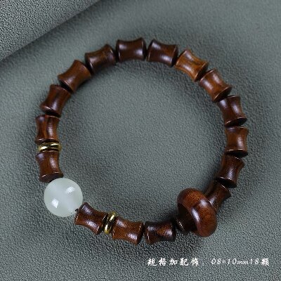 013节节高手串天然绿檀木上岸桃花南瓜手链天然玉石佛珠念