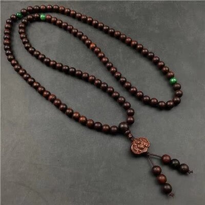 017天然血檀小叶紫檀木佛珠挂件男女复古项链108颗文艺项链-手串