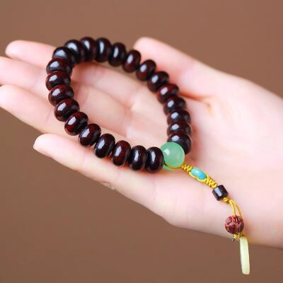 037小叶紫檀算盘珠手链文玩佛珠念珠手串木质单圈手饰品礼物藕片配饰