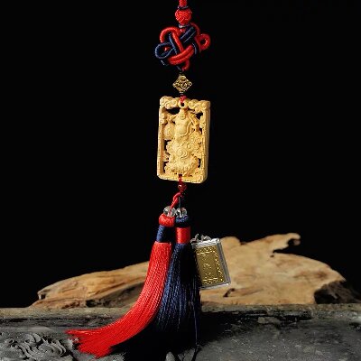 047创意汽车挂件平安黄杨木观音菩萨如来佛网红挂饰品后视镜吊坠