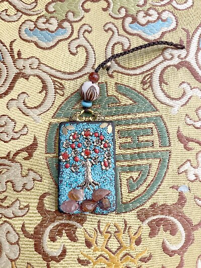 048尼泊尔吊牌唐卡吊坠檀木黄花梨毛衣链挂坠藏式文玩diy饰品挂件