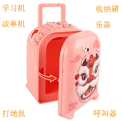 2030-A（3c认证）多功能国潮醒狮益智灯光音乐故事机储钱收纳行李箱旅行箱六B24-1-3