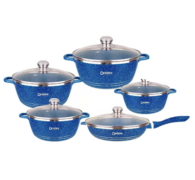 外贸铝锅套装 麦饭石10件套玻璃盖10PCS alumlnum cookware set