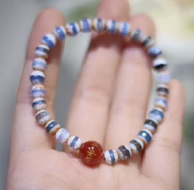 050天然8MM一线天珠药师珠玛瑙手串溏沁多宝玛瑙佛珠手链