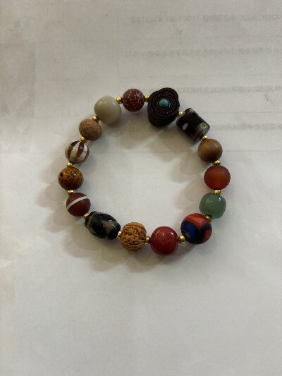 091多宝六字真言菩提 五色香灰琉璃 招财 旺桃花 民族风 情侣手串