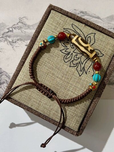 142原创新中式 天机 蓝松石天然石玛瑙手串diy国风文玩手链手饰