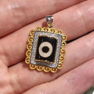 154（送银项链）S925银藏式一眼天珠玛瑙个性设计银吊坠可调节银饰项链