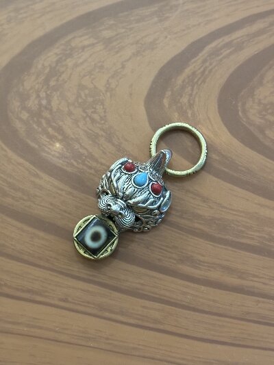 2-023（单吊坠）纯银貔貅一眼吊坠守财泰银S925复古男绿松石南红本命年国风铜钱偏财运