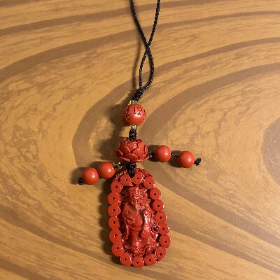 2-049正品天然朱砂吊坠男紫金砂财神爷本命年招财项链女原石护身符挂件带莲花