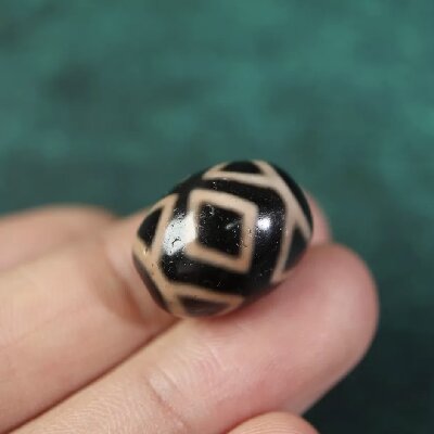 167（配绳）藏式玛瑙材质达洛天珠锁骨珠手串项链配珠黑色金刚三眼西藏天珠