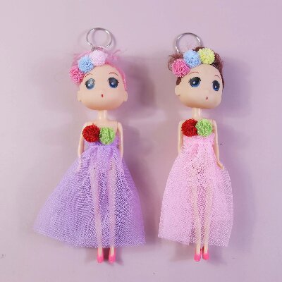 （3号）时尚玩偶 创意小娃娃挂件 钥匙圈 小女孩玩具 长腿长裙17cm六B23-3-2