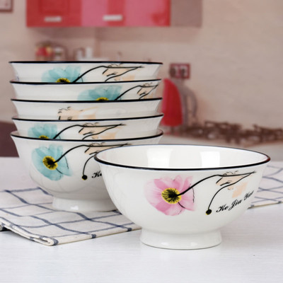 （二级）百款花型随机5寸护边个性创意陶瓷加厚碗饭碗---运输破损自理无售后