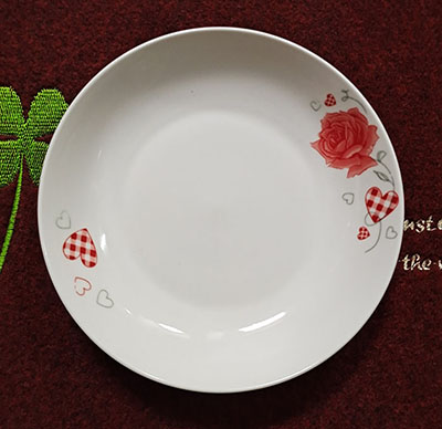（二级）8寸果釉中彩陶瓷盘子边花底花百款花型随机--一件一个花型