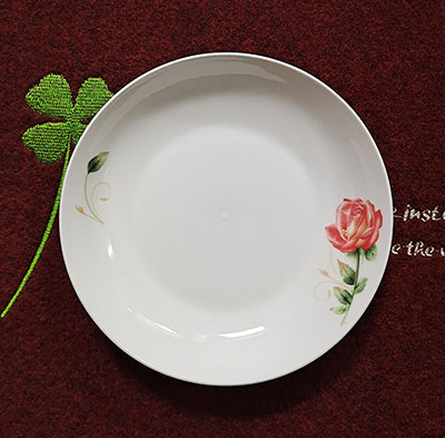 （二级）8寸果釉中彩陶瓷盘子边花底花百款花型随机--一件一个花型
