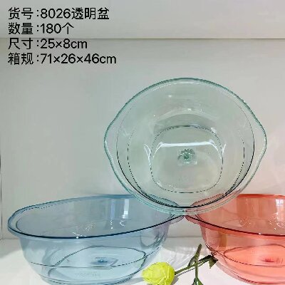 YDL-8026双耳加厚塑料洗脸盆学生宿舍耐用透明洗衣盆家用面盆180/件六B23-3-1