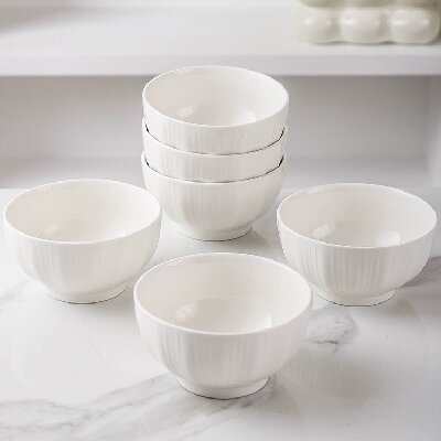 （二等）4.5寸纯白米饭碗家用2024新款陶瓷吃饭小碗釉下彩餐具六A6-3-1