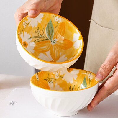 （二等）4.5寸转纹碗花开富贵碗家用米饭碗陶瓷碗 120个/件六A4-1-1