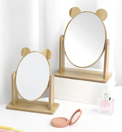 A101椭圆形大号小熊化妆镜复古木质家用卧室梳妆镜 48盒/箱六A6-3-3