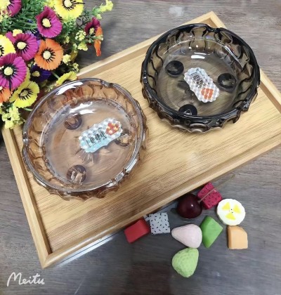 （黑色）BXYG15-3玻璃三足烟灰缸办公室家用中式鼎型水晶烟缸 30个/箱六B10-4-3