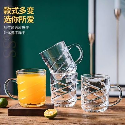 （72/件）BJZB-2412-1玻璃杯家用杯子水杯客厅带把啤酒杯透明耐热杯 六B23-1-1