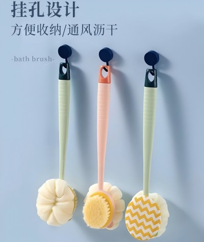 （丝款）长柄双面沐浴刷二合一搓背搓澡神器洗澡刷 200/箱六B28-1-3*27-4-3六B27-4-3