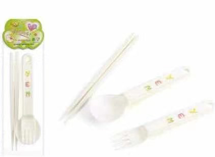 （288/箱）0138儿童餐具3个装勺叉筷套装国标食品级PP材质 六B34-4-3