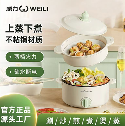 电煮锅家用电火锅多功能学生宿舍煮面小电锅蒸煮一体锅电炒锅