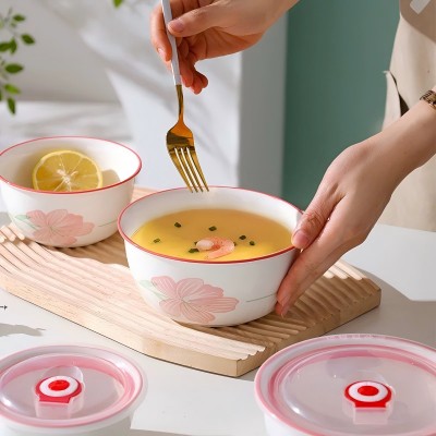 90/件（优等商超款）5.1寸甜心陶瓷碗家用米饭碗-豆蔻年华六B4-2-3-1