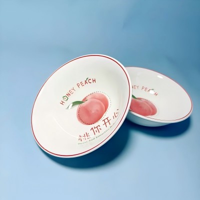 90/件（优级）6寸斗碗陶瓷碗家用餐具汤碗面碗-桃你开心六A6-1-1