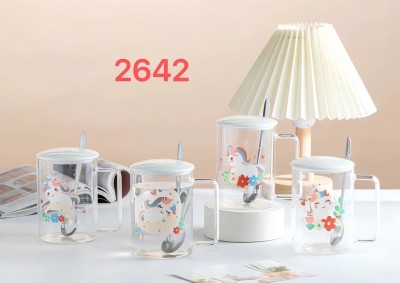 （60/件）YH-2642卡兽高硼硅玻璃杯+陶瓷盖六B44-3-1
