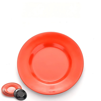 （20cm）黑红密胺圆盘火锅菜盘饭盘塑料自助餐盘六B41-4-1
