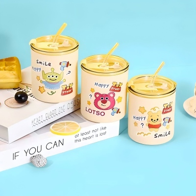 101895高颜值可爱双饮杯网红爆款水杯卡通吸管杯 70/件六B11-3-1