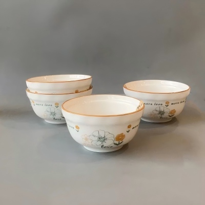 （特价）4.5寸甜心饭碗陶瓷碗家用米饭碗-花韵星语 120/件六A6-1-1