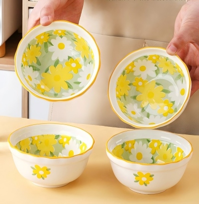 （特价）4.5寸甜心饭碗陶瓷碗家用米饭碗-花好月圆 120/件八A6-1-1