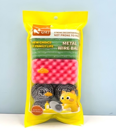 QMJ-2610两片条纹+一片波浪海棉+四个钢丝球清洁组合 160/件