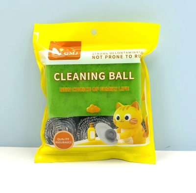 QMJ-2609四片彩色百洁布+三个钢丝球清洁组合 200/件