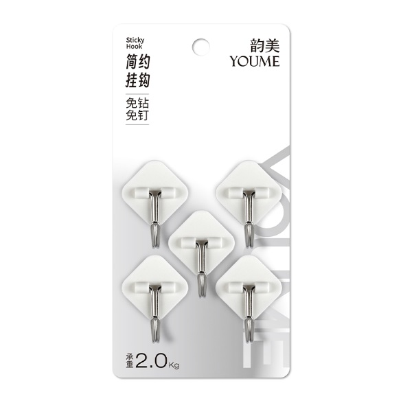 五个装YM-0015方形粘钩192/件 24卡盒