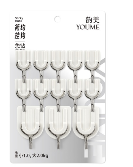 13个装YM-8002-2超值装U形组合粘钩192件24卡盒