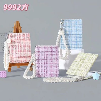 9992小香风双面镜方形钥匙扣挂件化妆镜便携包包挂饰镜24/件