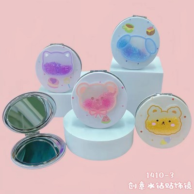 1410高颜值创意水钻贴饰双面镜便携式随身镜72/件八A6-2-2