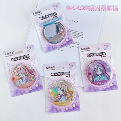 9993双闪双面镜可爱折叠化妆镜便携式化妆镜36/件八A6-1-2