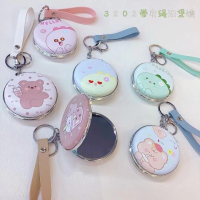 3202可爱流沙双面镜 便携折叠镜包包钥匙挂件随身带72/件八A6-1-2